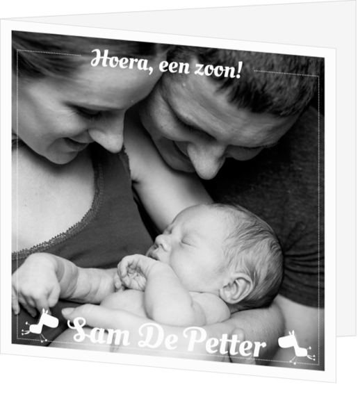 Geboortekaartjes met eigen foto - kaart Hoera een zoon! 114018BA