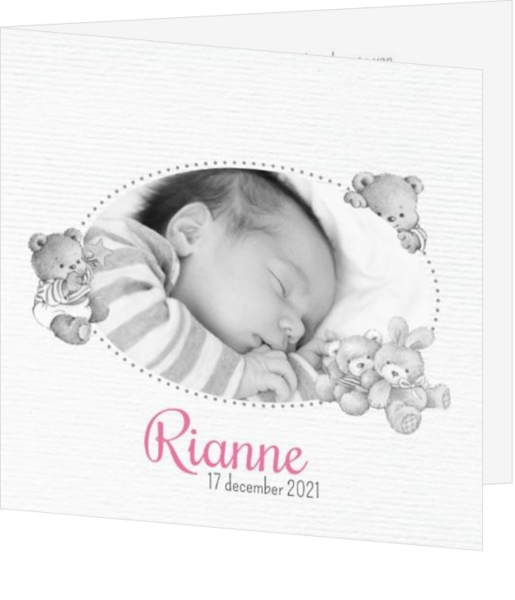 Retro en Vintage geboortekaartjes - kaart Slapende baby 114103BA