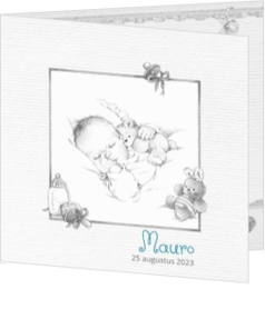Retro en Vintage geboortekaartjes - kaart Slapende baby 114101BA