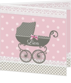 Geboortekaartjes meisje - kaart Retro kinderwagen 114112BA