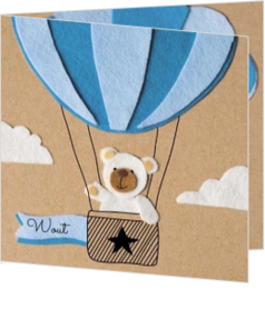 Geboortekaartjes met Auto, boot of een vliegtuig! - kaart Beertje in blauwe luchtballon 114364BA