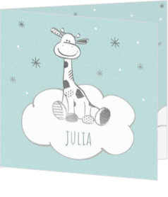 Geboortekaartje met giraf - kaart Girafje op een wolk 317040B