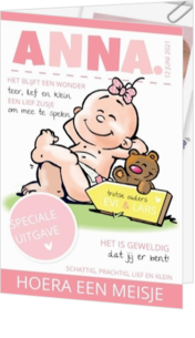 Krant, tijdschrift of glossy geboortekaartjes - kaart Baby Magazine Girl 118002