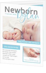 Krant, tijdschrift of glossy geboortekaartjes - kaart LC320-J