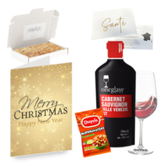 Kerstkaart met wijn cadeau - kaart LCM571