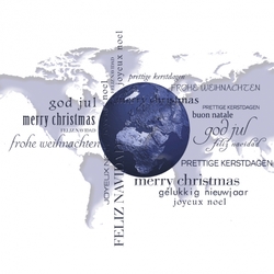 Kerstkaarten met wereldbol thema - kaart 1140