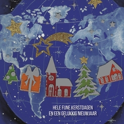 Kerstkaarten met wereldbol thema - kaart 1255