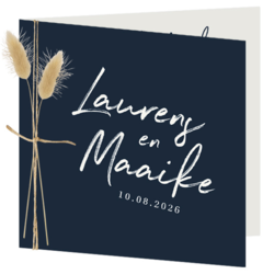 Luxe trouwkaarten met droogbloemen - kaart LCT321