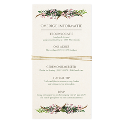 Luxe trouwkaarten met droogbloemen - kaart LCT304