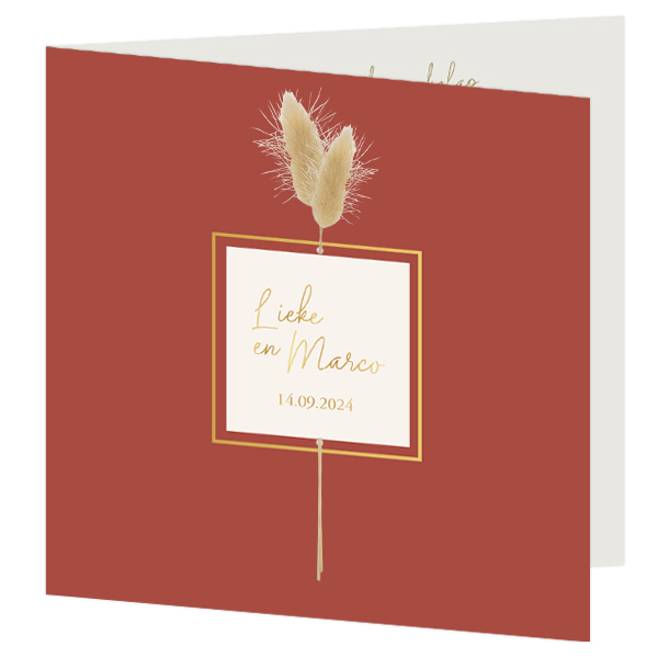 Luxe trouwkaarten met droogbloemen - kaart LCT310