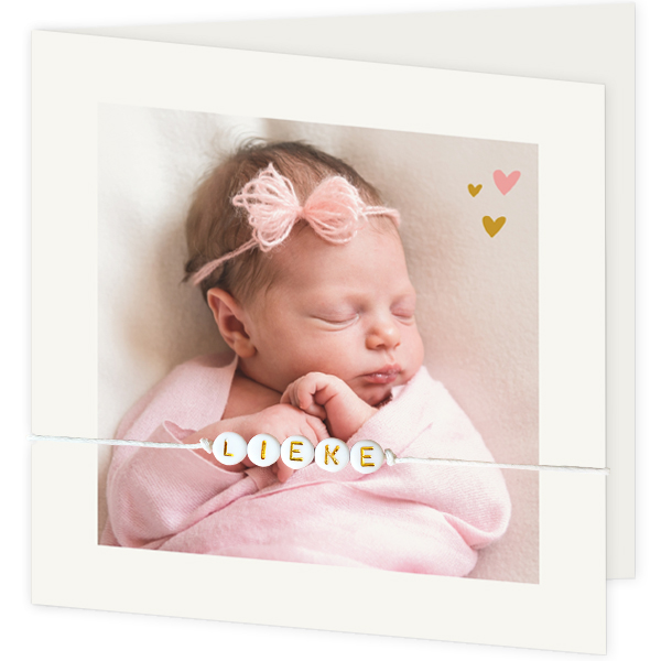 Geboortekaartjes met kralen - kaart LCD352